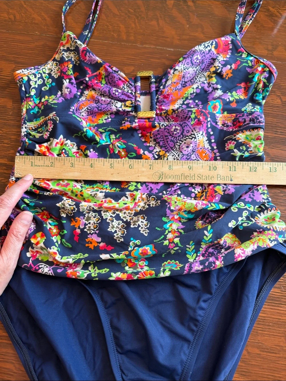 Lauren Ralph Lauren Navy One-Piece with Multicolor Paisley Print size 12